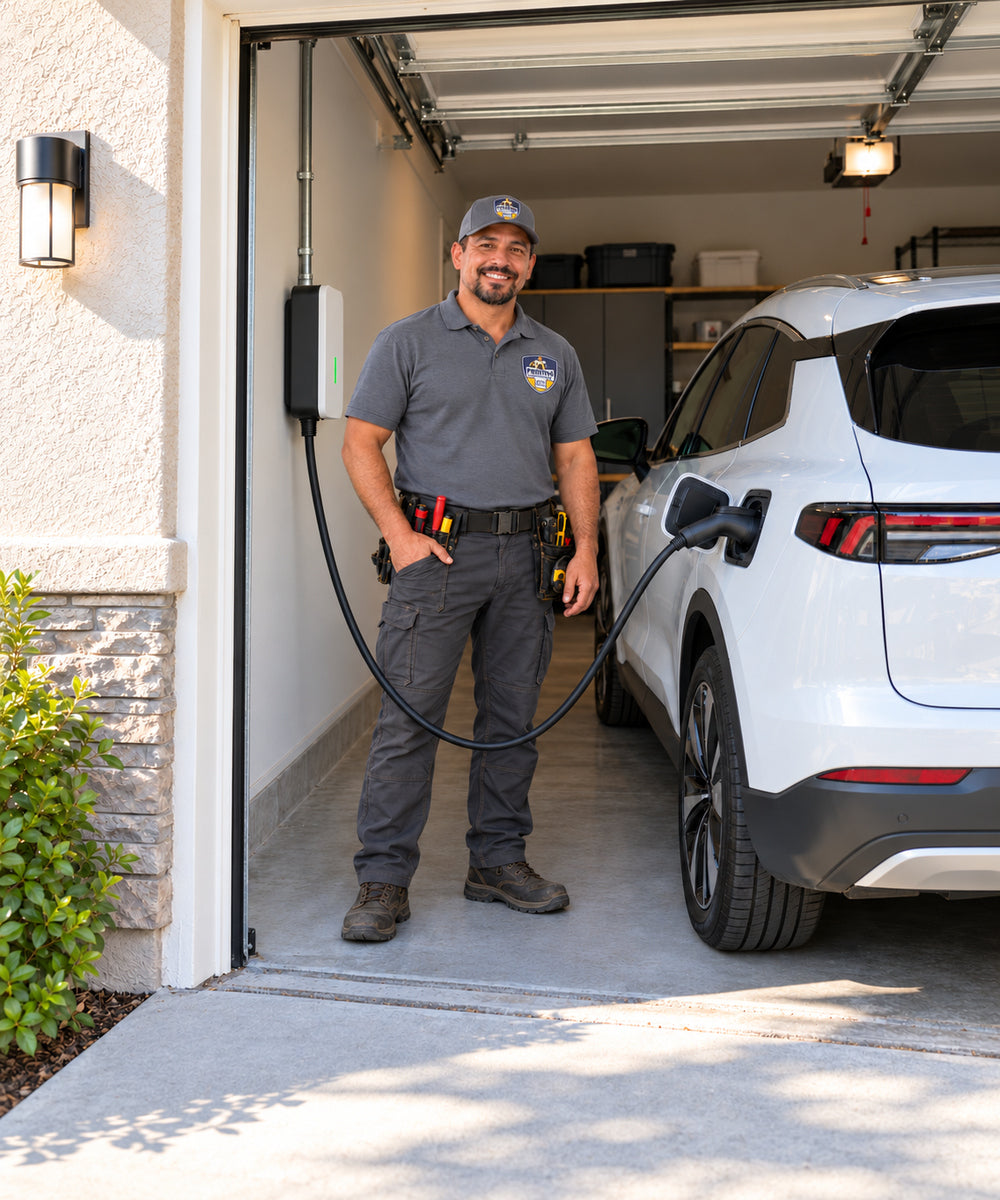 Positive Electricians Electrician Installed Home EV Electric-Vehicle Charger